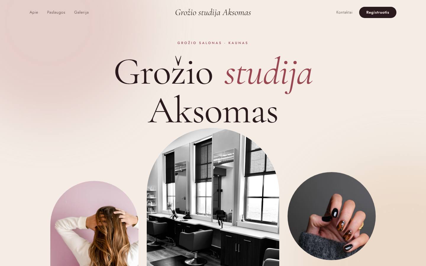 Grožio salono svetainės pavyzdys